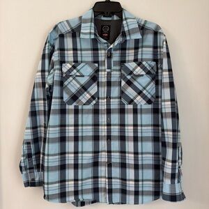 Wrangler ATG All Terrain Gear Shirt Mens Large Button Front Plaid Outdoors EUC